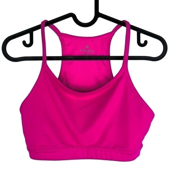 Athleta Chi Athletic Sports Bra Size Small High Neck Women's Workout Hot Pink - Picture 3 of 9